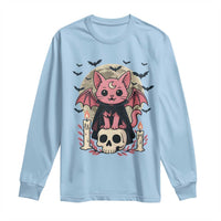 Cute Pastel Goth Vampire Cat Long Sleeve Shirt Funny Gothic Halloween Art - Wonder Print Shop