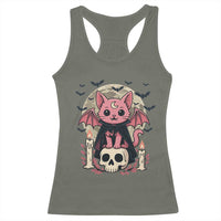 Cute Pastel Goth Vampire Cat Racerback Tank Top Funny Gothic Halloween Art - Wonder Print Shop