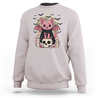 Cute Pastel Goth Vampire Cat Sweatshirt Funny Gothic Halloween Art - Wonder Print Shop