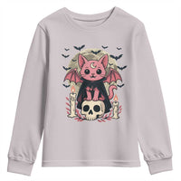 Cute Pastel Goth Vampire Cat Youth Sweatshirt Funny Gothic Halloween Art - Wonder Print Shop