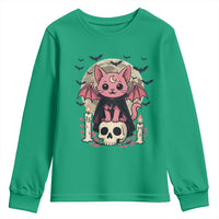 Cute Pastel Goth Vampire Cat Youth Sweatshirt Funny Gothic Halloween Art - Wonder Print Shop