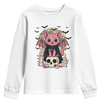 Cute Pastel Goth Vampire Cat Youth Sweatshirt Funny Gothic Halloween Art - Wonder Print Shop
