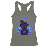 Witchy Black Cat Racerback Tank Top Funny Spellcasting Pastel Goth Aesthetic - Wonder Print Shop