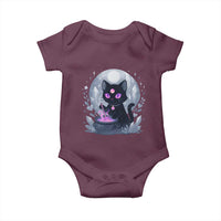 Witchy Black Cat Baby Onesie Brewing Magic Funny Pastel Goth Art - Wonder Print Shop
