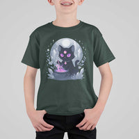 Witchy Black Cat T Shirt For Kid Brewing Magic Funny Pastel Goth Art - Wonder Print Shop