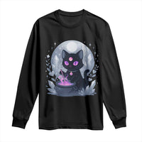 Witchy Black Cat Long Sleeve Shirt Brewing Magic Funny Pastel Goth Art - Wonder Print Shop