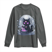 Witchy Black Cat Long Sleeve Shirt Brewing Magic Funny Pastel Goth Art - Wonder Print Shop