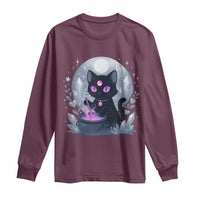 Witchy Black Cat Long Sleeve Shirt Brewing Magic Funny Pastel Goth Art - Wonder Print Shop
