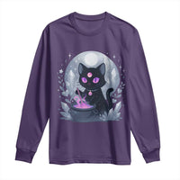 Witchy Black Cat Long Sleeve Shirt Brewing Magic Funny Pastel Goth Art - Wonder Print Shop