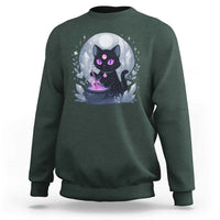 Witchy Black Cat Sweatshirt Brewing Magic Funny Pastel Goth Art - Wonder Print Shop