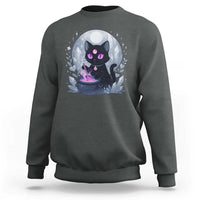 Witchy Black Cat Sweatshirt Brewing Magic Funny Pastel Goth Art - Wonder Print Shop