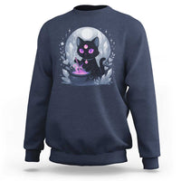 Witchy Black Cat Sweatshirt Brewing Magic Funny Pastel Goth Art - Wonder Print Shop