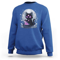 Witchy Black Cat Sweatshirt Brewing Magic Funny Pastel Goth Art - Wonder Print Shop