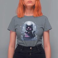 Witchy Black Cat T Shirt For Women Brewing Magic Funny Pastel Goth Art - Wonder Print Shop