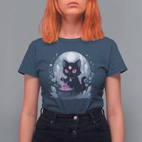 Witchy Black Cat T Shirt For Women Brewing Magic Funny Pastel Goth Art - Wonder Print Shop