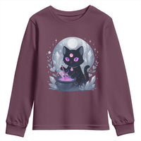 Witchy Black Cat Youth Sweatshirt Brewing Magic Funny Pastel Goth Art - Wonder Print Shop