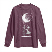 Skeleton Lover Dancing Under The Moon Dark Romantic Art Long Sleeve Shirt - Wonder Print Shop