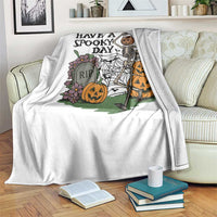 Funny Halloween Skeleton Throw Blanket Have A Spooky Day - Wonder Print Shop