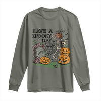 Funny Halloween Skeleton Long Sleeve Shirt Have A Spooky Day - Wonder Print Shop