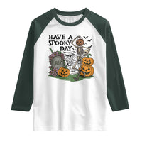 Funny Halloween Skeleton Raglan Shirt Have A Spooky Day - Wonder Print Shop