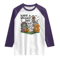 Funny Halloween Skeleton Raglan Shirt Have A Spooky Day - Wonder Print Shop