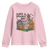 Funny Halloween Skeleton Youth Sweatshirt Have A Spooky Day - Wonder Print Shop