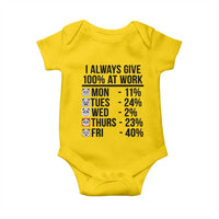 I Always Give 100% At Work Baby Onesie Funny Panda Office Mood - Wonder Print Shop