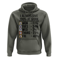 I Always Give 100% At Work Hoodie Funny Panda Office Mood - Wonder Print Shop