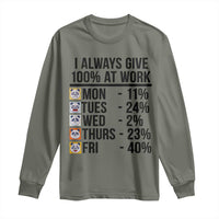 I Always Give 100% At Work Long Sleeve Shirt Funny Panda Office Mood - Wonder Print Shop