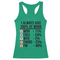 I Always Give 100% At Work Racerback Tank Top Funny Panda Office Mood - Wonder Print Shop