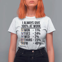 I Always Give 100% At Work T Shirt For Women Funny Panda Office Mood - Wonder Print Shop