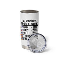 I Always Give 100% At Work Tumbler Cup Funny Panda Office Mood
