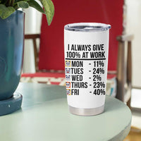 I Always Give 100% At Work Tumbler Cup Funny Panda Office Mood