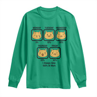 Funny Cat Office Mood Long Sleeve Shirt I Always Give 100% At Work Quote - Wonder Print Shop