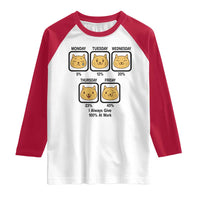 Funny Cat Office Mood Raglan Shirt I Always Give 100% At Work Quote - Wonder Print Shop