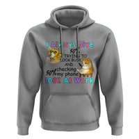 Sarcastic Cat Lover Hoodie I Always Give 100% At Work Office Humor - Wonder Print Shop