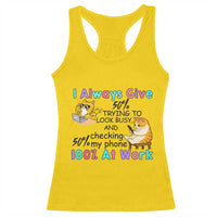 Sarcastic Cat Lover Racerback Tank Top I Always Give 100% At Work Office Humor - Wonder Print Shop