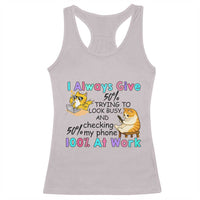 Sarcastic Cat Lover Racerback Tank Top I Always Give 100% At Work Office Humor - Wonder Print Shop