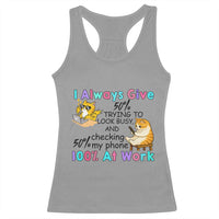 Sarcastic Cat Lover Racerback Tank Top I Always Give 100% At Work Office Humor - Wonder Print Shop