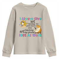 Sarcastic Cat Lover Youth Sweatshirt I Always Give 100% At Work Office Humor - Wonder Print Shop