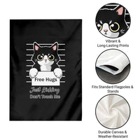 Funny Black Cat Quote Garden Flag Free Hugs Just Kidding Do Not Touch Me - Wonder Print Shop
