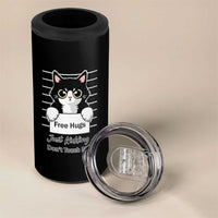 Funny Black Cat Quote 4 in 1 Can Cooler Tumbler Free Hugs Just Kidding Do Not Touch Me