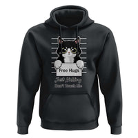 Funny Black Cat Quote Hoodie Free Hugs Just Kidding Do Not Touch Me - Wonder Print Shop