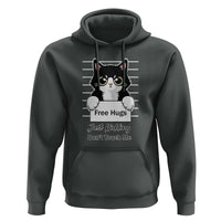 Funny Black Cat Quote Hoodie Free Hugs Just Kidding Do Not Touch Me - Wonder Print Shop