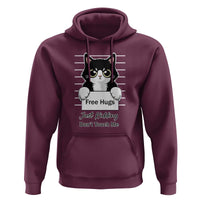Funny Black Cat Quote Hoodie Free Hugs Just Kidding Do Not Touch Me - Wonder Print Shop