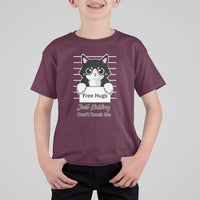 Funny Black Cat Quote T Shirt For Kid Free Hugs Just Kidding Do Not Touch Me - Wonder Print Shop