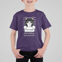 Funny Black Cat Quote T Shirt For Kid Free Hugs Just Kidding Do Not Touch Me - Wonder Print Shop
