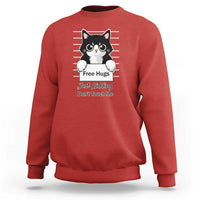 Funny Black Cat Quote Sweatshirt Free Hugs Just Kidding Do Not Touch Me - Wonder Print Shop