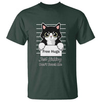 Funny Black Cat Quote T Shirt Free Hugs Just Kidding Do Not Touch Me - Wonder Print Shop