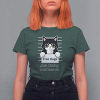 Funny Black Cat Quote T Shirt For Women Free Hugs Just Kidding Do Not Touch Me - Wonder Print Shop